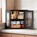 Corner Bread Box Pine Wood Double Layer Large Capacity - Black