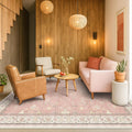 Blush Pink Girls Rugs for Bedroom - Vintage Floral Area Rug