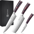 PAUDIN Kitchen Knife Set, 3 Piece High Carbon Stainless Steel - Sharp