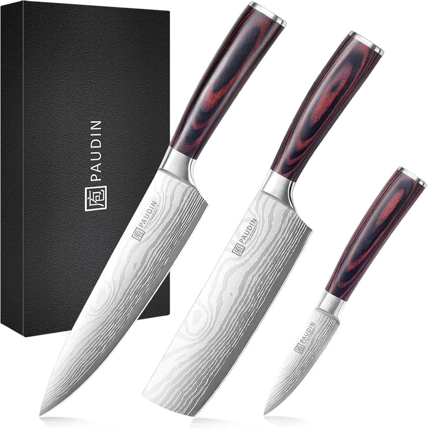 PAUDIN Kitchen Knife Set - 3 Piece High Carbon Stainless Steel