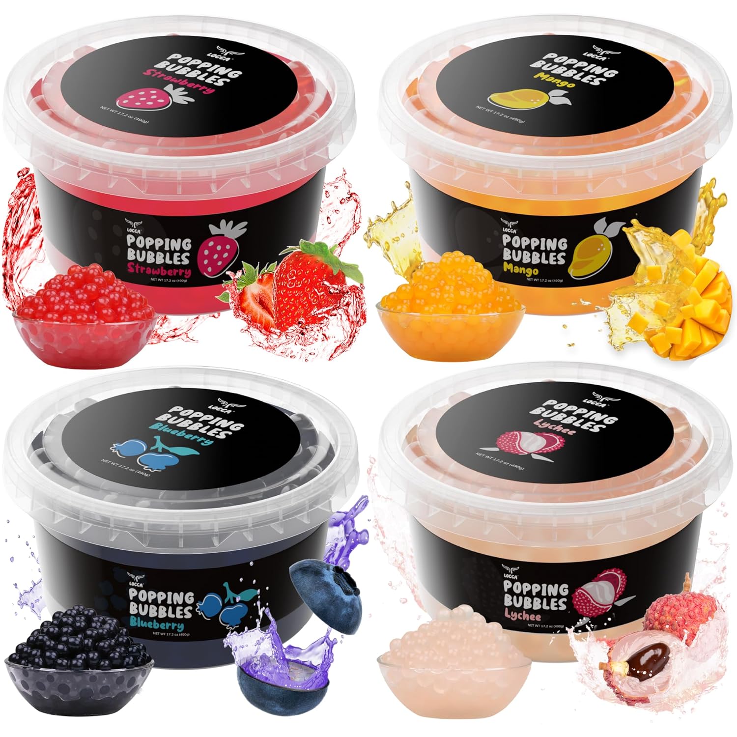 Popping Boba Pearls Kit with Four Delicious Flavors for Fun