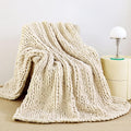 Chunky Knit Blanket Throw 100% Hand Knit Chenille - Cozy Heavyweight