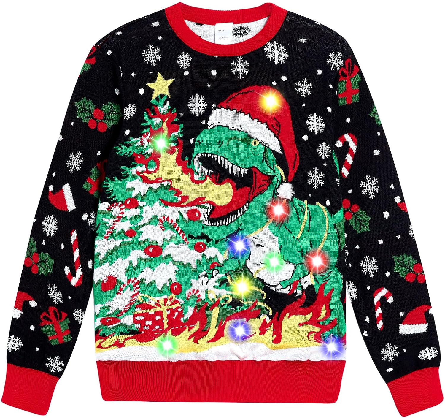 Funnycokid Kids Ugly Christmas Sweater Light Up Pullover 7-14
