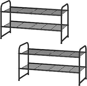Simple Trending 2-Pack 2-Tier Stackable Shoe Rack for Storage