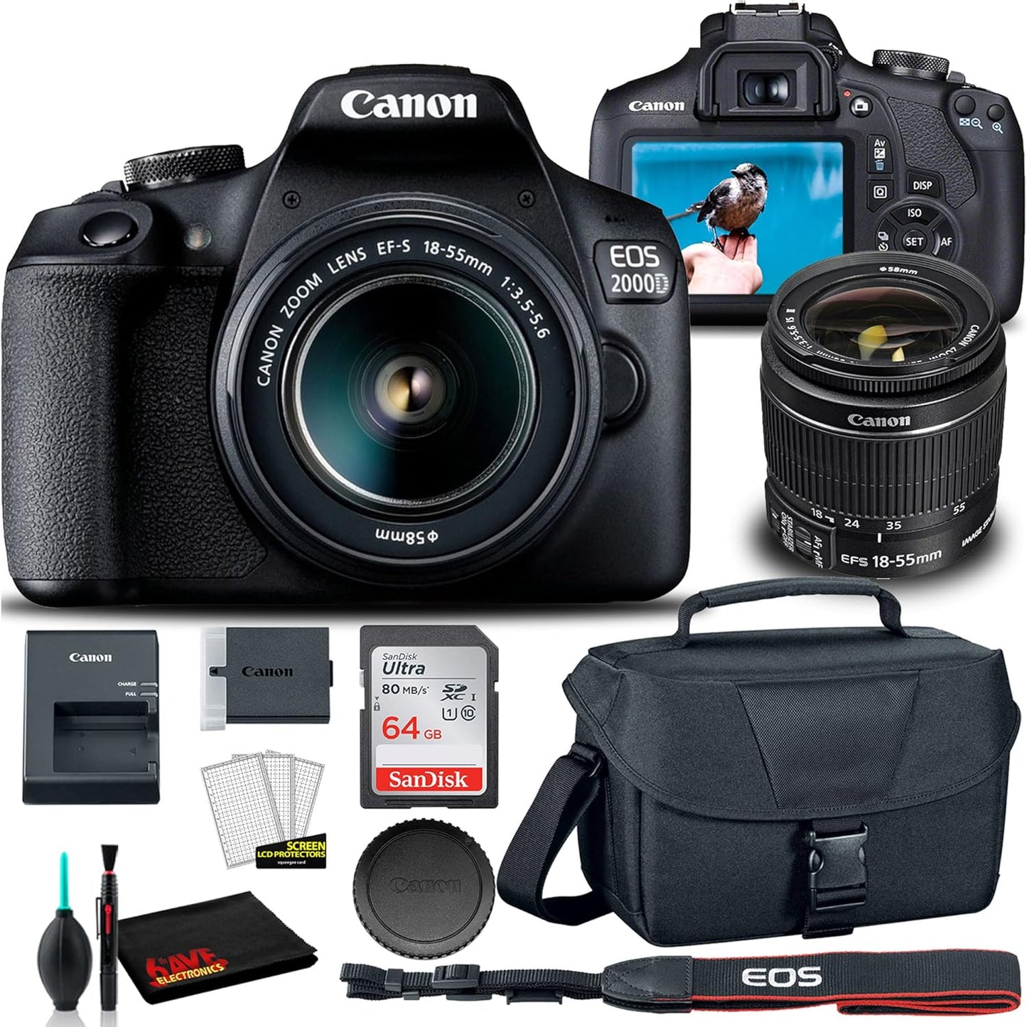 Canon EOS 2000D DSLR Camera Bundle with 18-55mm Lens and More