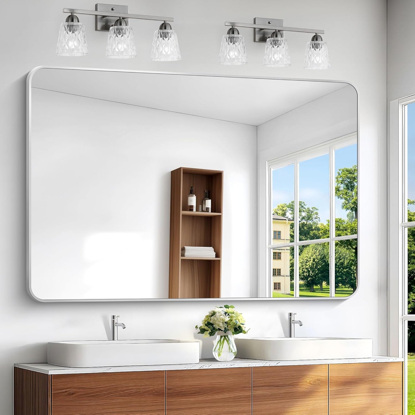 BONEWEI 60x40 inch Silver Bathroom Mirror for Modern Decor