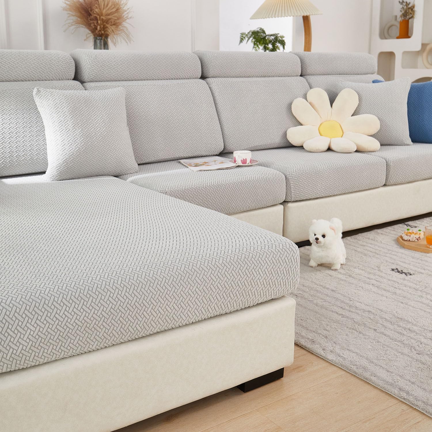 Couch Cushion Covers for Sectional Sofa - Soft & Washable Slipcovers