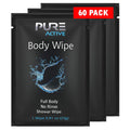 Shower Body Wipes 60 Individually Wrapped - Quick No-Water Refresh