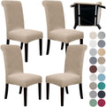 Dining Chair Slipcovers 4 Pack Stretch Parsons Covers - Khaki