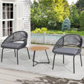 SUNSITT 3 Piece Outdoor Bistro Set - Comfortable Woven Rope Patio Set