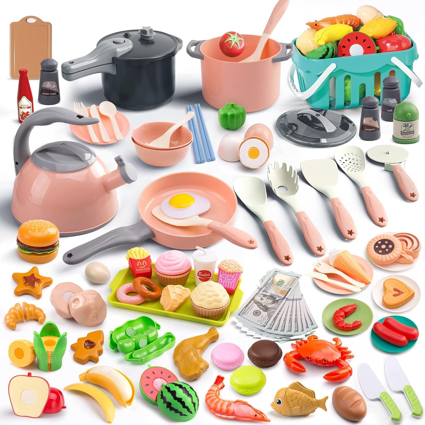 130Pcs Kitchen Playset for Kids - Fun Cooking Experience