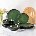 Ceramic Dinnerware Set for 4 - Wavy Reactive Glaze Stoneware (12PCS)