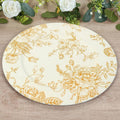 French Toile Charger Plates 13in Set of 12 - Gold Floral Acrylic