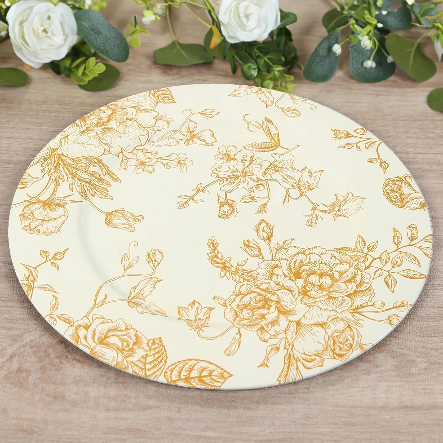 Dazzle with 13 Gold Floral Charger Plates - Set of 12