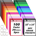 Oversized Reusable Dry Erase Pocket Sleeves 100 Pack - Bulk Classroom