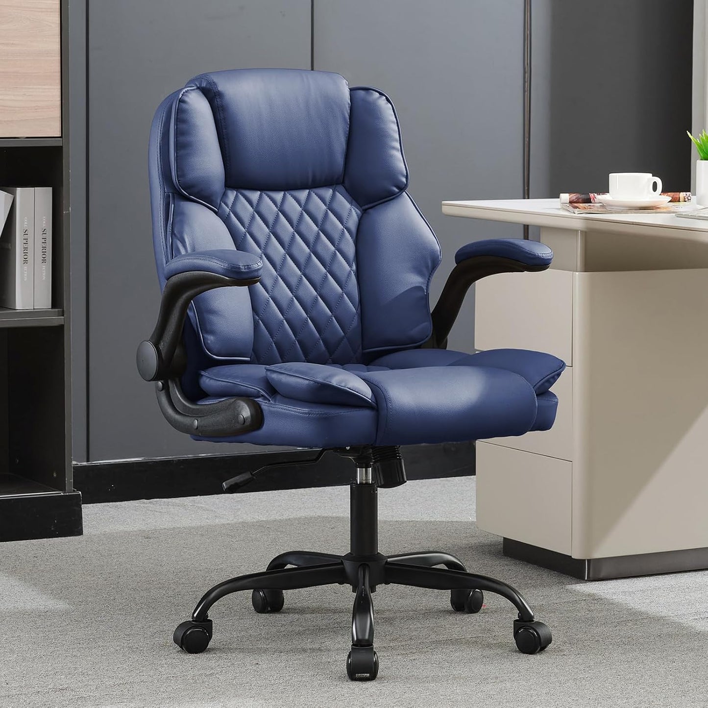 Ergonomic Rocking Office Chair in Blue - BOWTHY