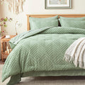 Queen Comforter Set 7 Piece Sage Green Tufted Bedding - All Season