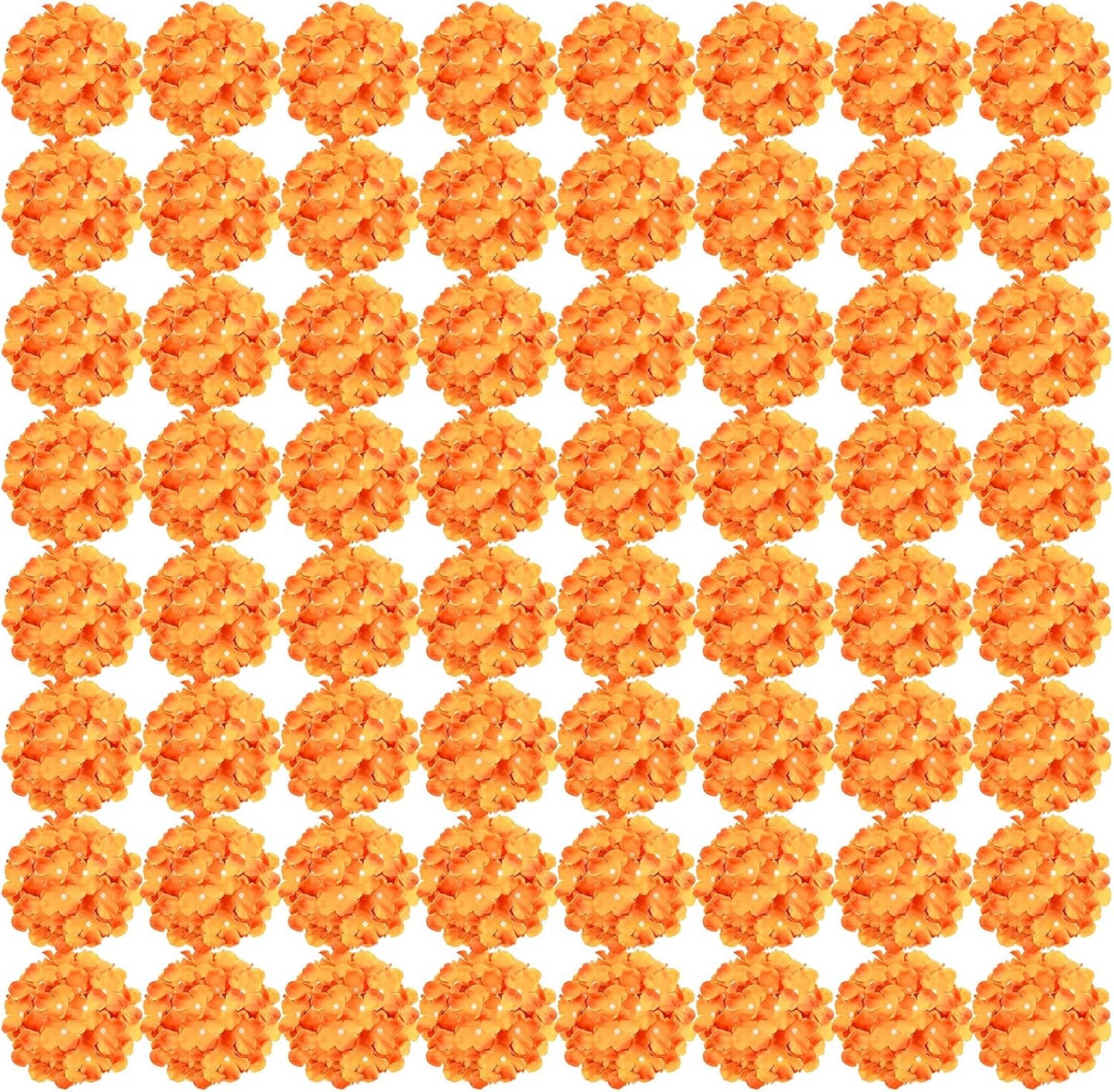 64 PCS Orange Hydrangea Flowers for Wedding and Home Decor
