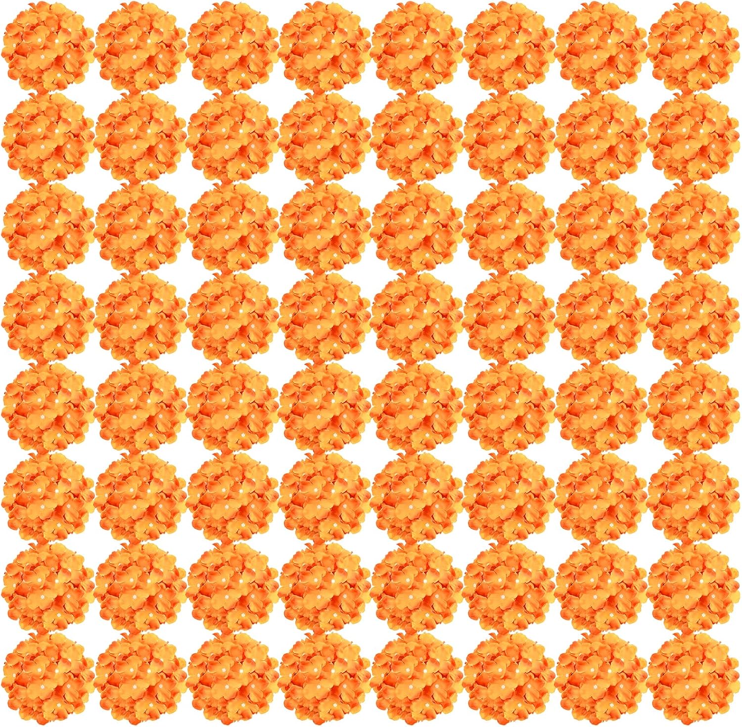 64 PCS Orange Hydrangea Flowers for Wedding and Home Decor