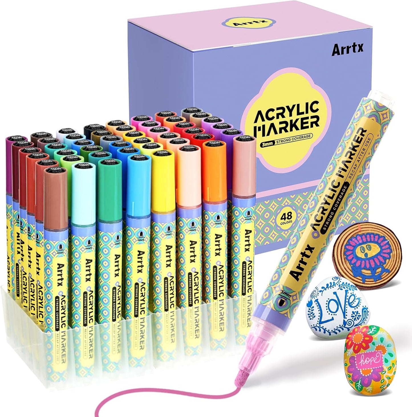 Arrtx 48 Colors Acrylic Paint Pens for Vibrant Art Projects