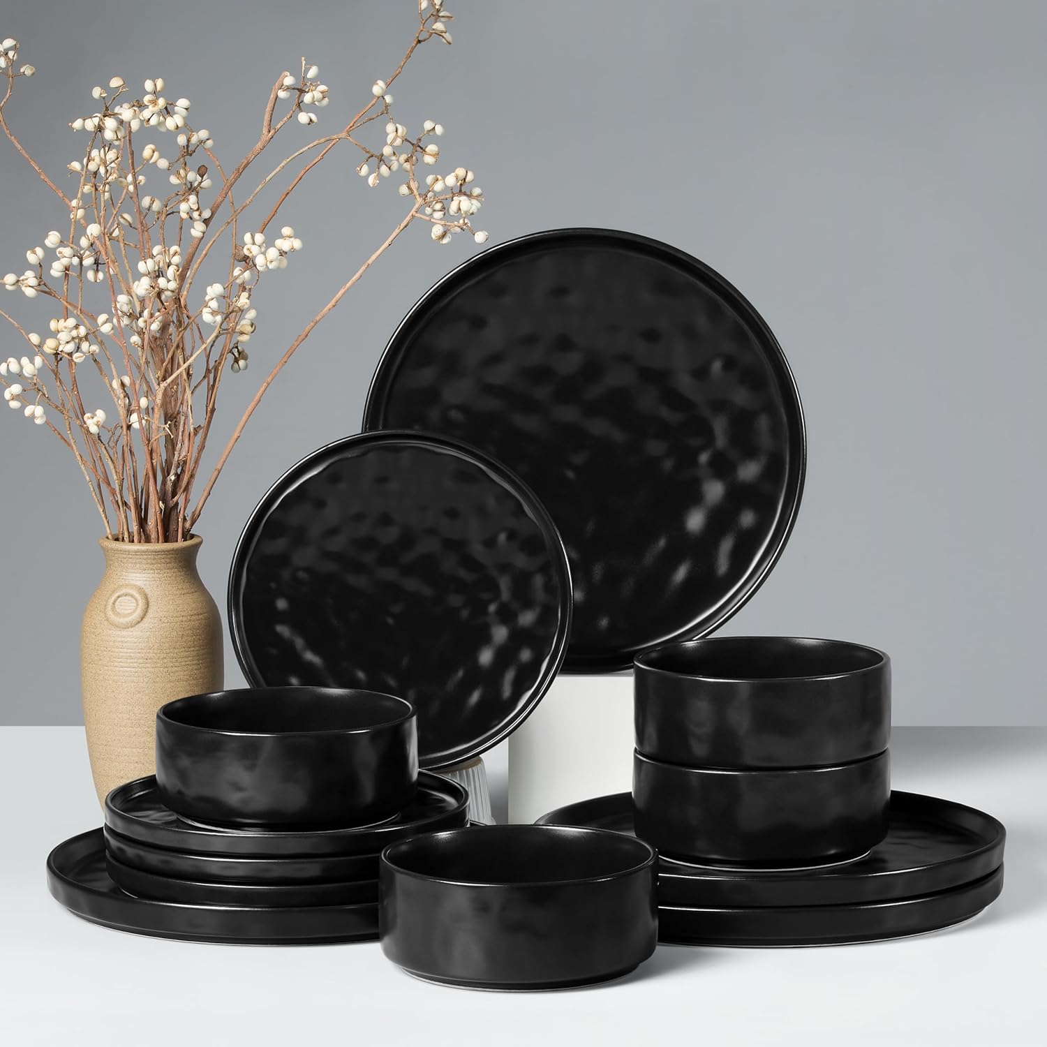 HaWare Dinnerware Sets - 12-Piece Stoneware Dish Set for 4
