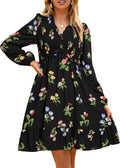 Floral Babydoll Mini Dress for Women - Long Sleeve Chiffon