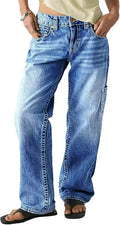 Flamingals Mid Rise Straight Leg Jeans for Women - Trendy Style