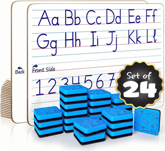 Scribbledo 24 Pack Double Sided Whiteboard for Kids