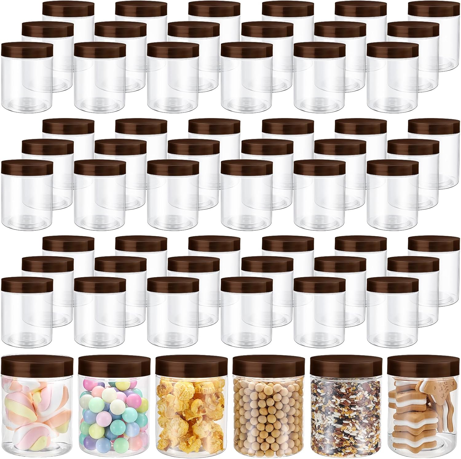 60 Pcs 8 oz Plastic Jars with Lids for Travel and Storage