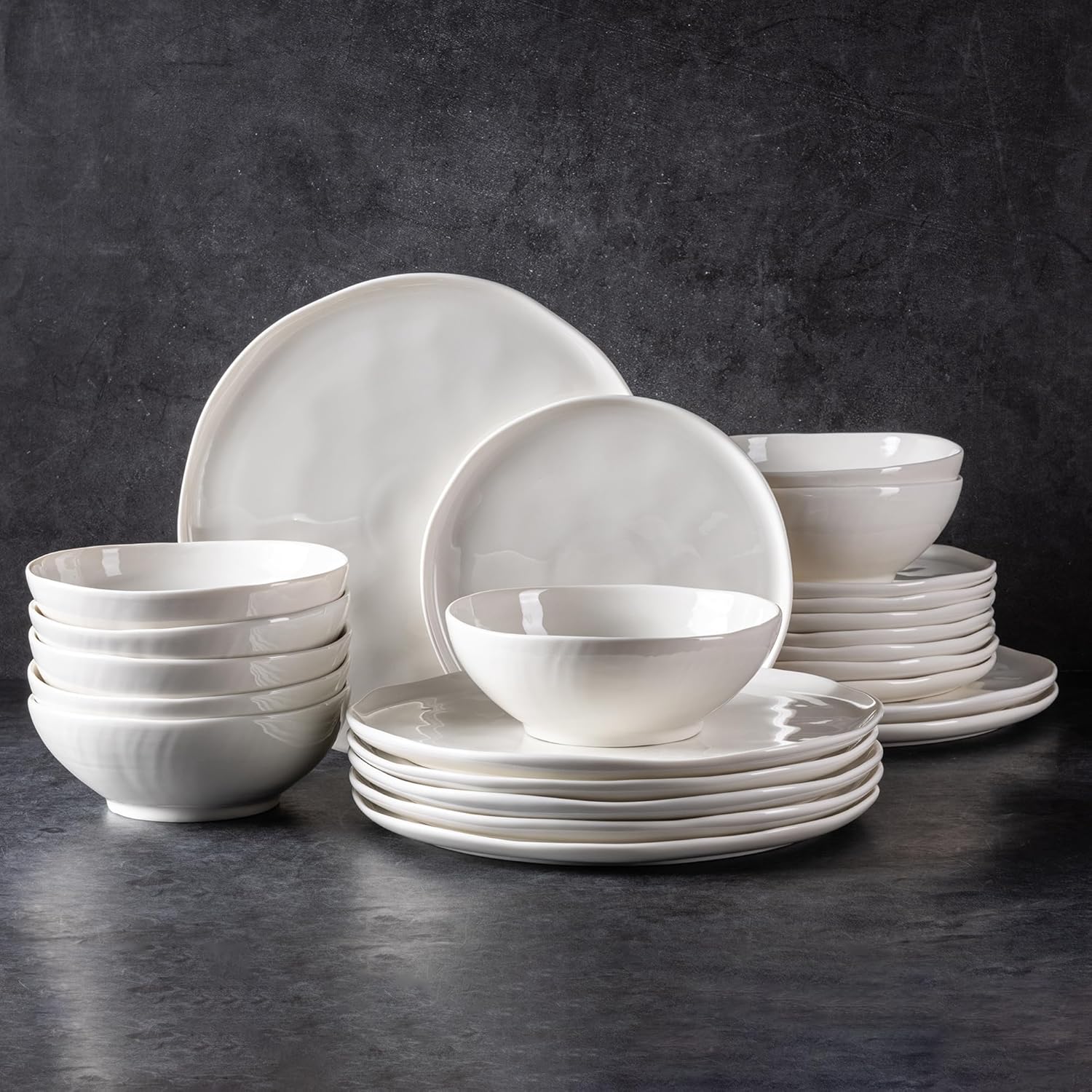 Elegant LERATIO Ceramic Dinnerware Set for 8 - 24pcs White