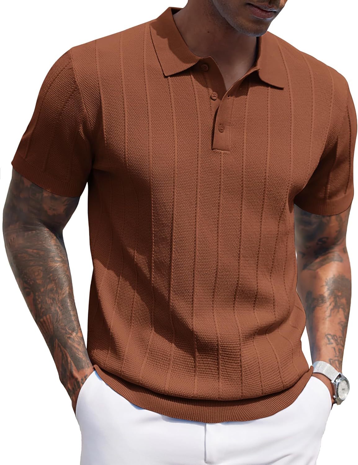 Stylish COOFANDY Mens Knit Polo Shirts for Casual Golf Wear