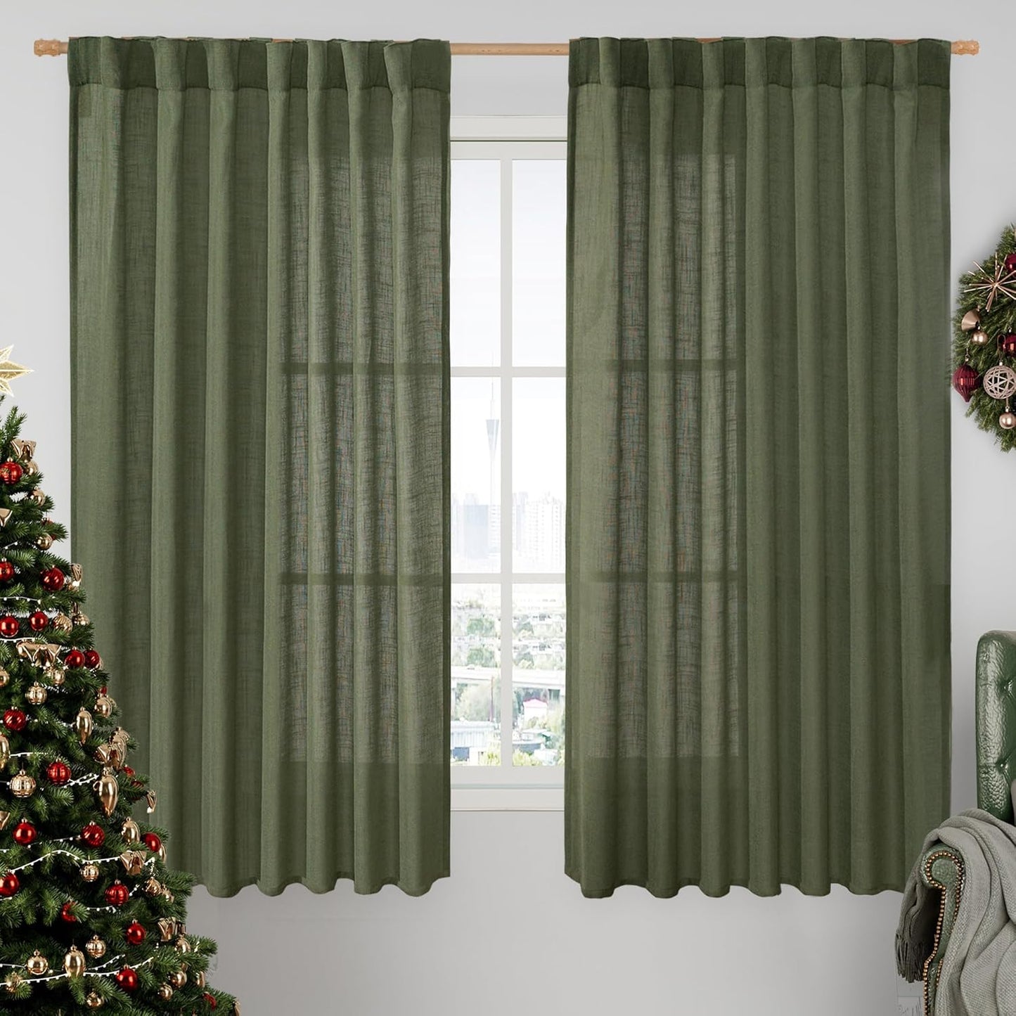 Light Filtering Linen Curtains for Bedroom and Living Room Decor