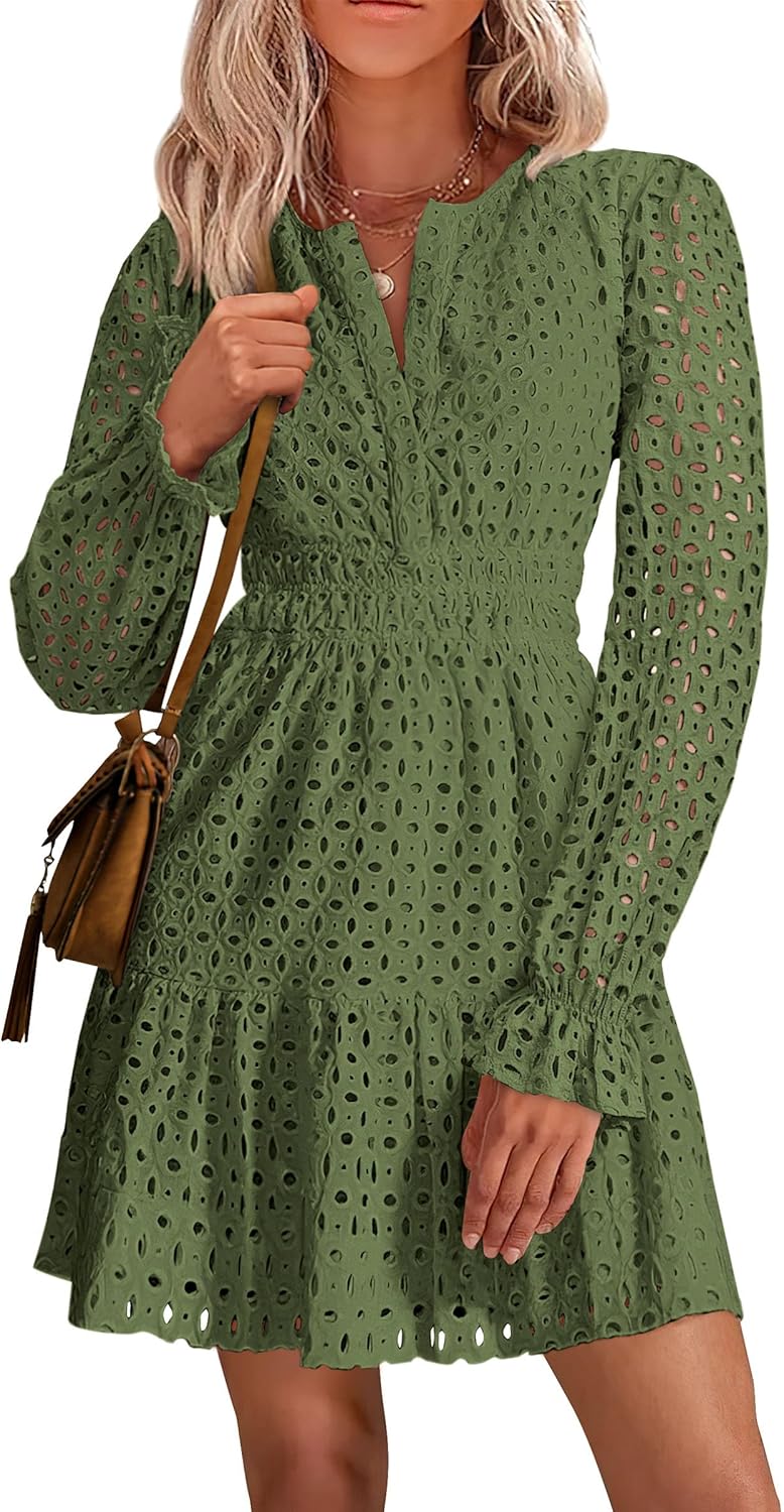 PRETTYGARDEN Women's Long Sleeve Mini Dress for Elegant Occasions