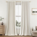 Cream Linen Blackout Curtains 132 in Length 2 Panels Set - Full Room