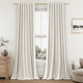 Guken Cream Linen Blackout Curtains 108 in Length - Full Blackout