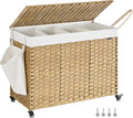 Laundry Hamper with Lid 4-Section Rolling Basket - Large Capacity