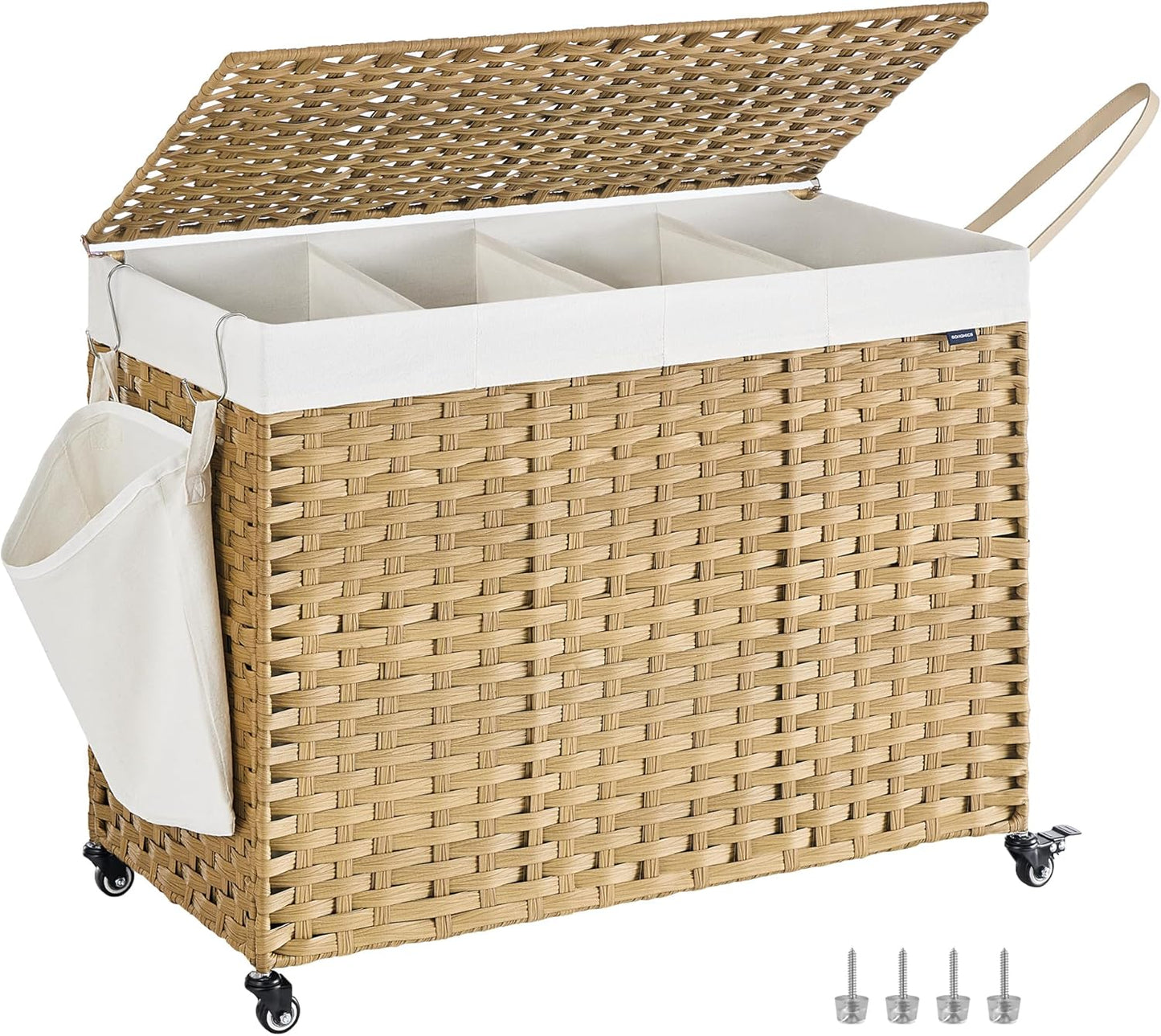 SONGMICS Laundry Hamper with Lid and Rolling Wheels for Easy Use