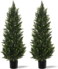 Outdoor Artificial Cedar Topiary Tree 4ft - Lifelike Faux Evergreen