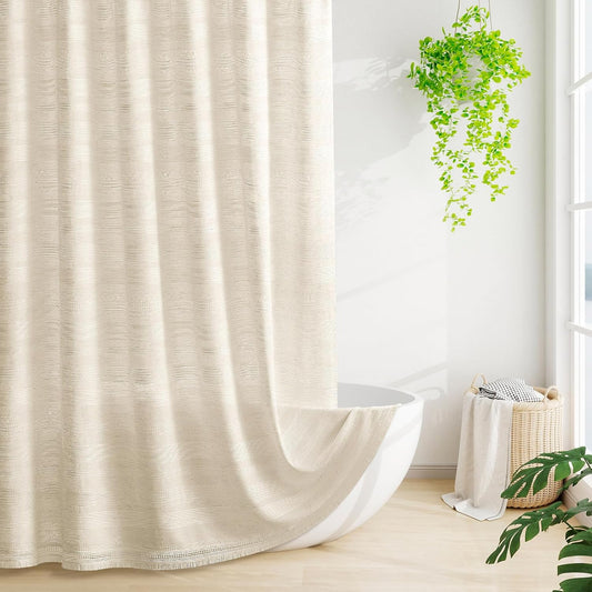 Extra Long Boho Farmhouse Shower Curtain with Tassel for Chic Bath