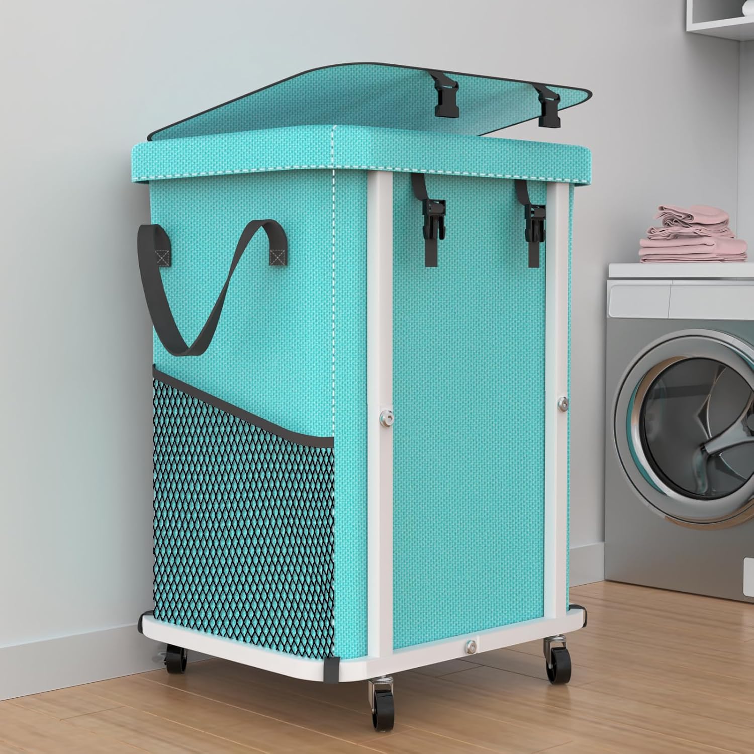 40 Gal High Grade Large Laundry Basket with Wheels for Easy Use