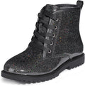 FITORY Girls Boys Ankle Combat Boots with Side Zipper - Sparkle