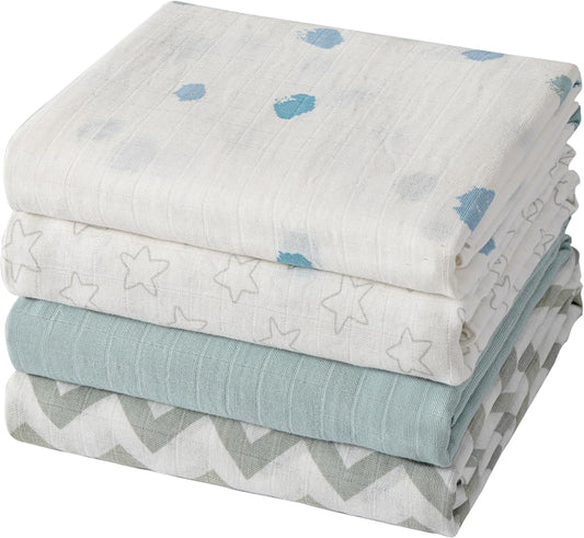 Muslin Swaddle Blankets for Newborns - Soft & Breathable 4 Pack