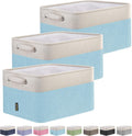 Fabric Storage Bins for Shelves 3 Pack - Durable Linen Organizers