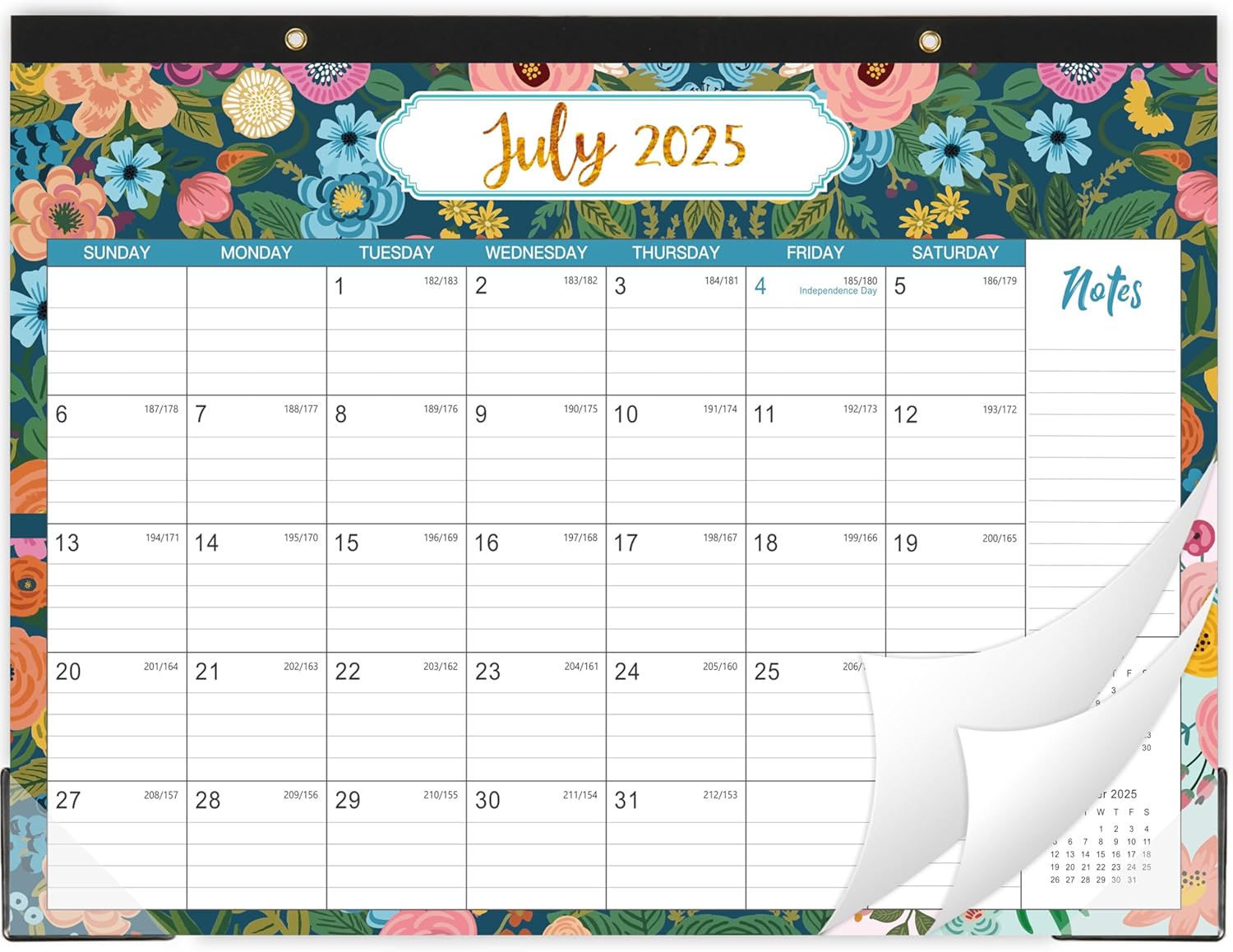 Urneeds 18-Month Desk Calendar 2025-2026 - Large Blocks, Corner Protector - Stay Organized!