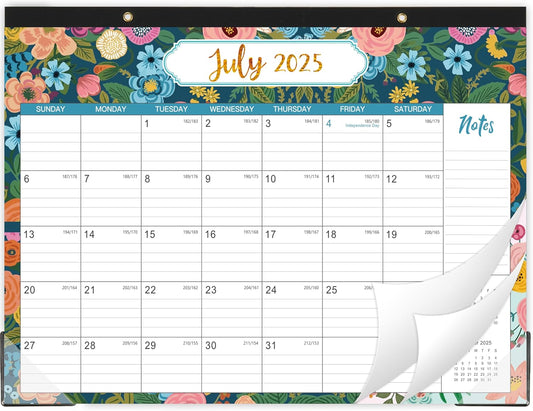 Urneeds 18-Month Desk Calendar 2025-2026 - Large Blocks, Corner Protector - Stay Organized!