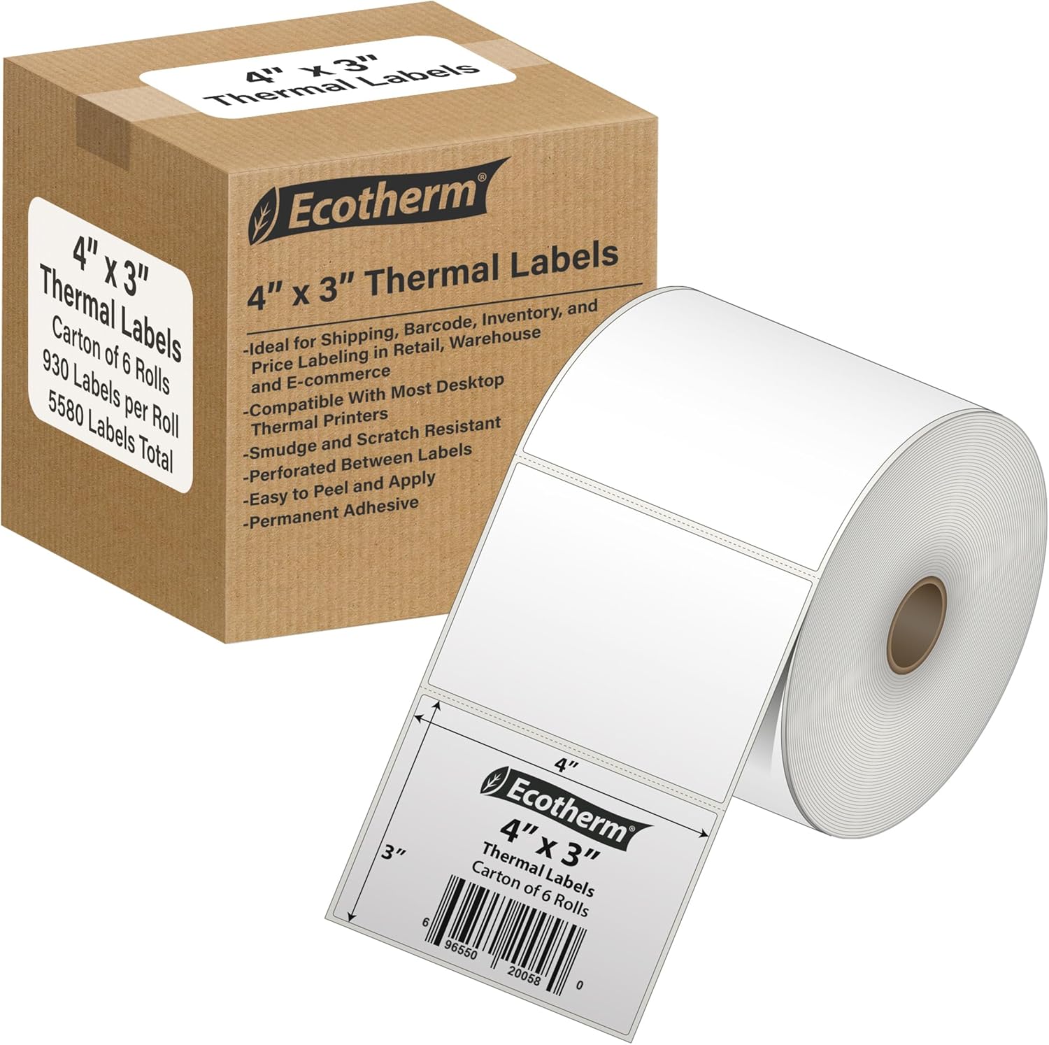 4in x 3in Thermal Labels for Zebra, Munbyn, Rollo Printers