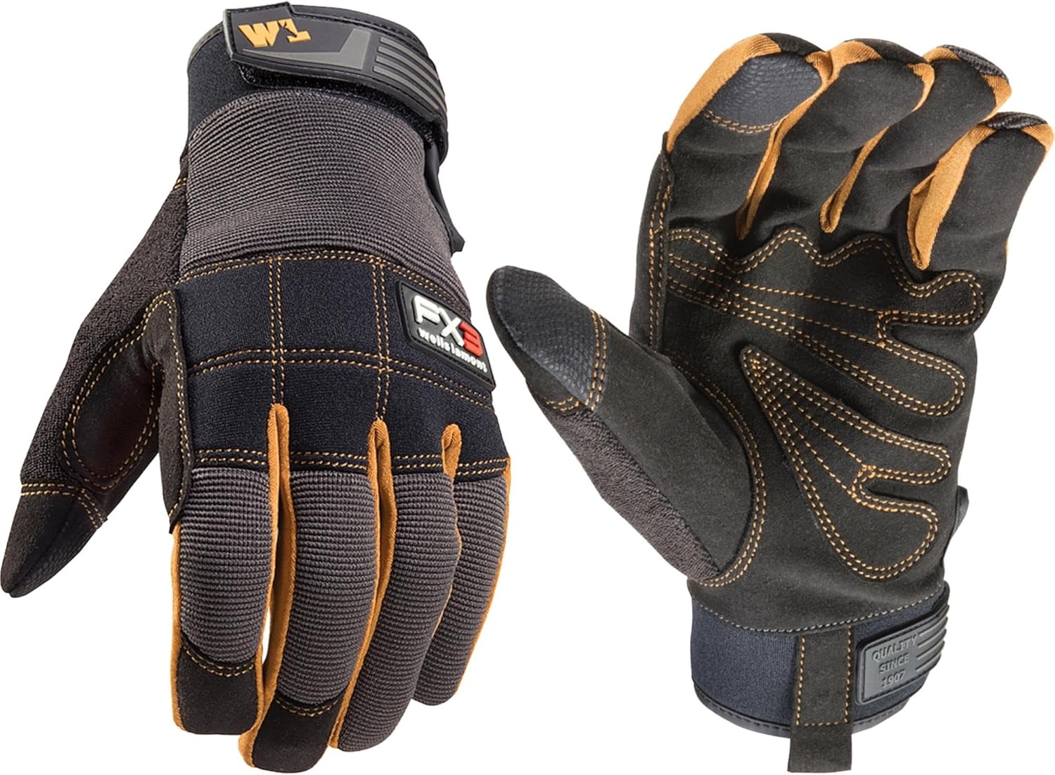 Wells Lamont FX3 Men's Work Gloves, Extreme Dexterity, Large, Black