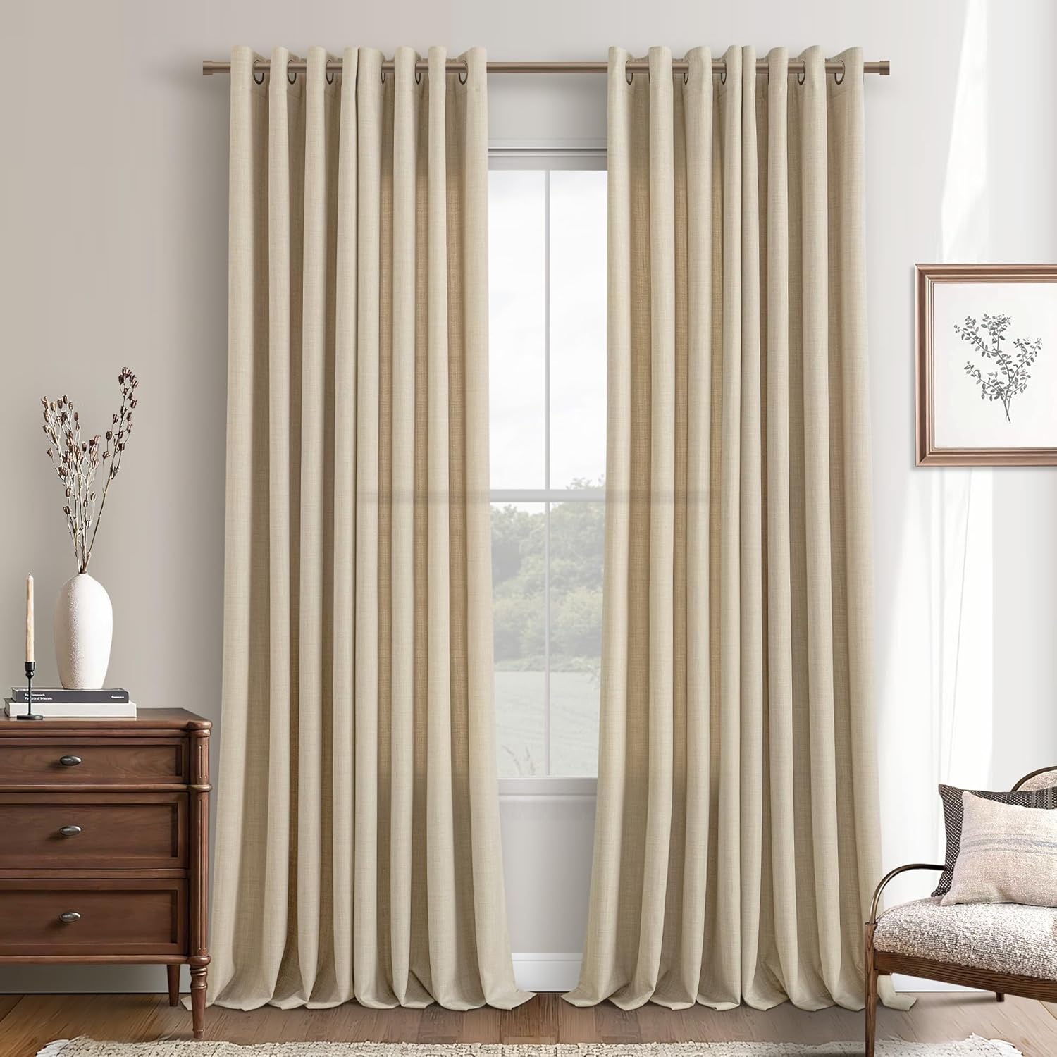 120 Inch Linen Curtains for High Ceiling Living Room Decor