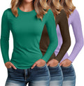 Riyiper Women's Long Sleeve Cotton Crew Neck 3-Pack - Slim Fit