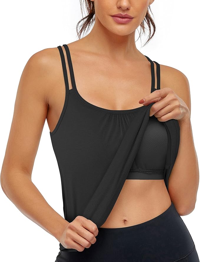 Hibelle Women's Workout Yoga Racerback Tank Tops with Shelf Bra
